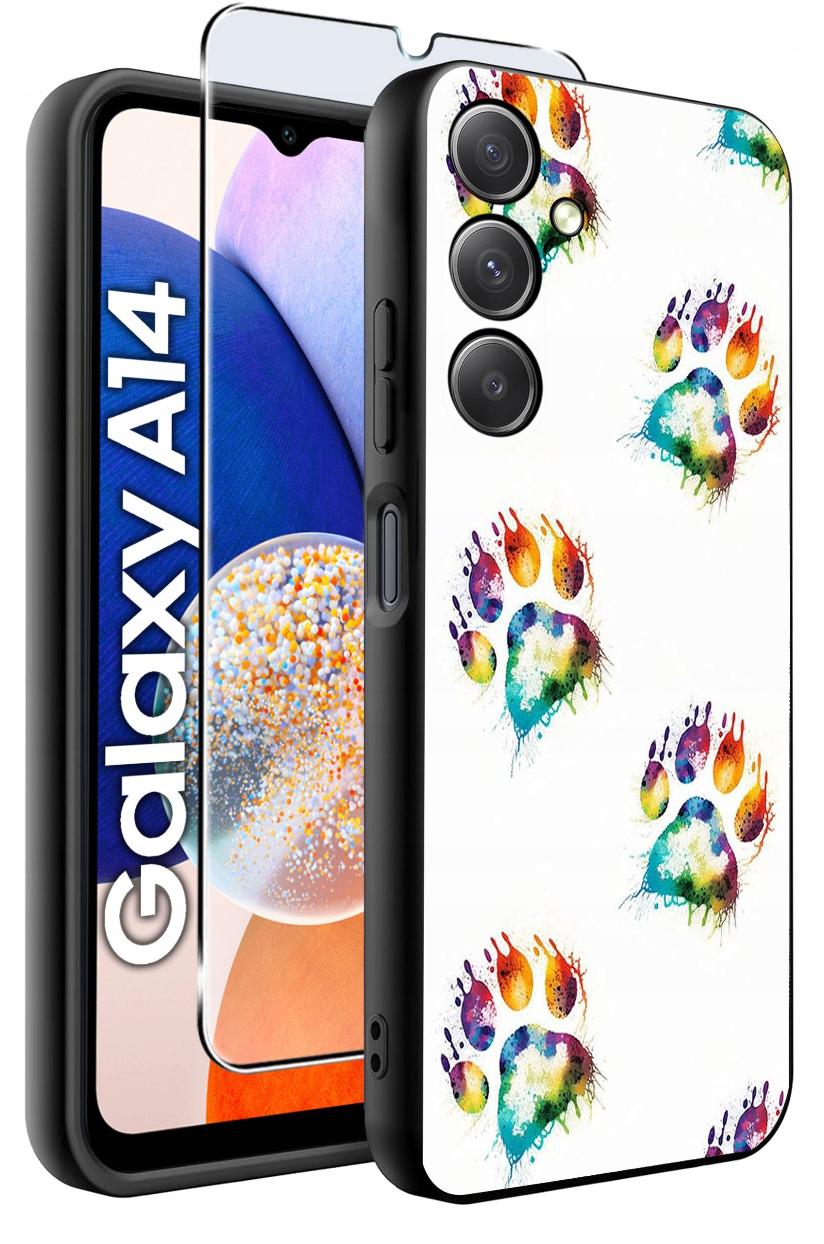 ETUI do Samsung A14 5G WZORY | SILIKONOWE MATT CASE + SZKŁO HARTOWANE 9H