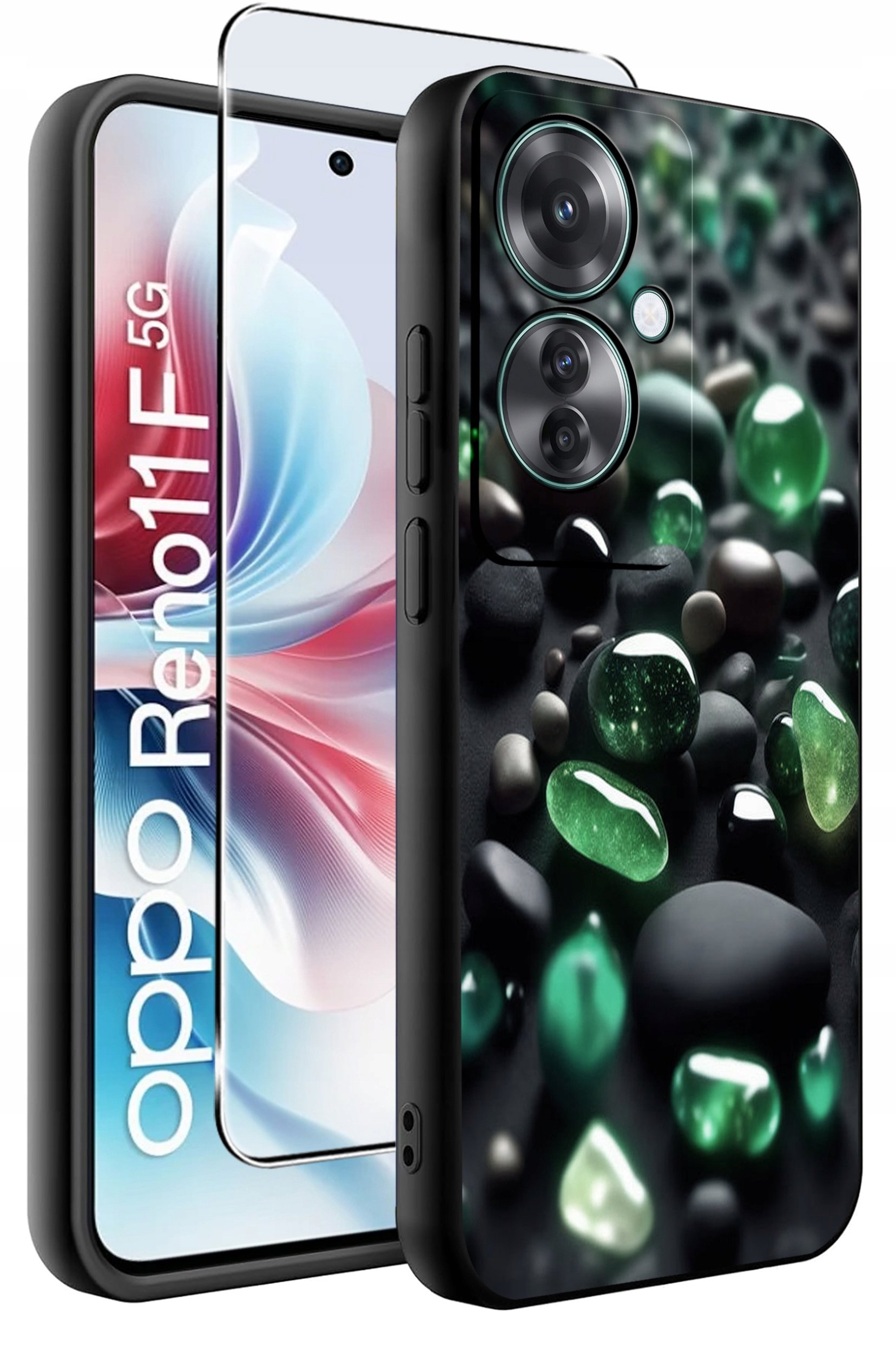 ETUI do Oppo Reno11 F 5G WZORY | SILIKONOWE MATT CASE + SZKŁO HARTOWANE 9H