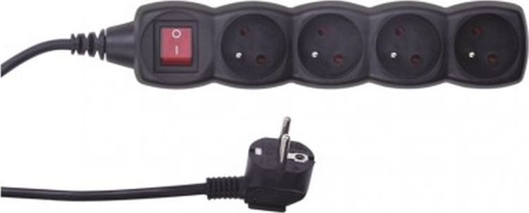Emos Przedłużacz z wyłącznikiem 4-gniazda z/u 5m /H05VV-F 3G1/ czarny PC1415