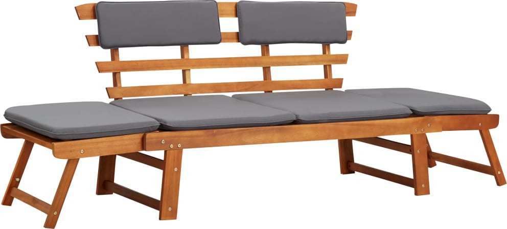 vidaXL leżanka ogrodowa 2-w-1 z poduszką, 190 cm, lite drewno akacjowe (45960)