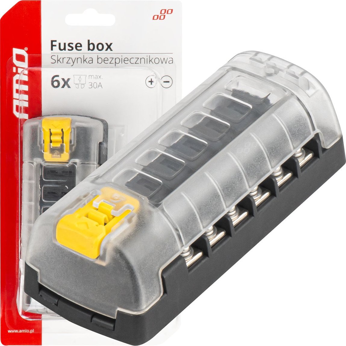 AMiO Skrzynka bezpiecznikowa konektory śrubowe 6 gniazd amio-03836