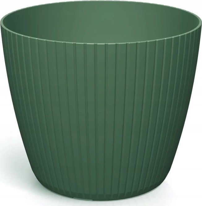 Doniczka plastikowa zielona 13,8x11,5 cm osłonka prążkowana Lamia