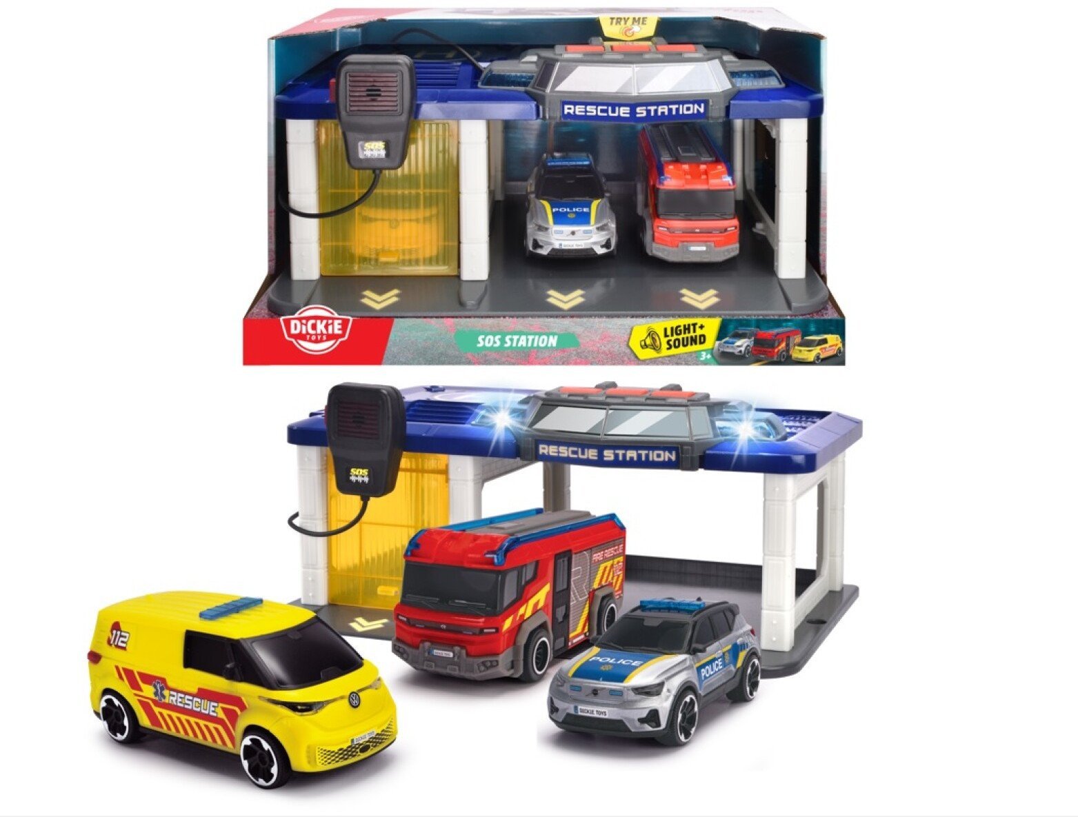 Dickie stacja ratownicza+3 pojazdy św/dźw 371-6027