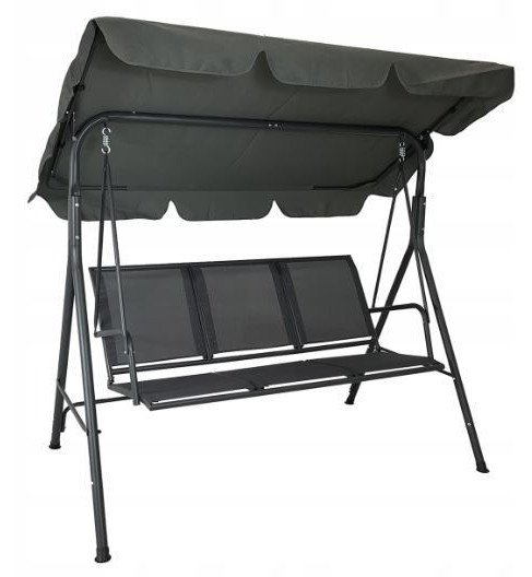 Huśtawka ogrodowa z funkcją leżanki SPLIT dla 3 osób ciemnoszara