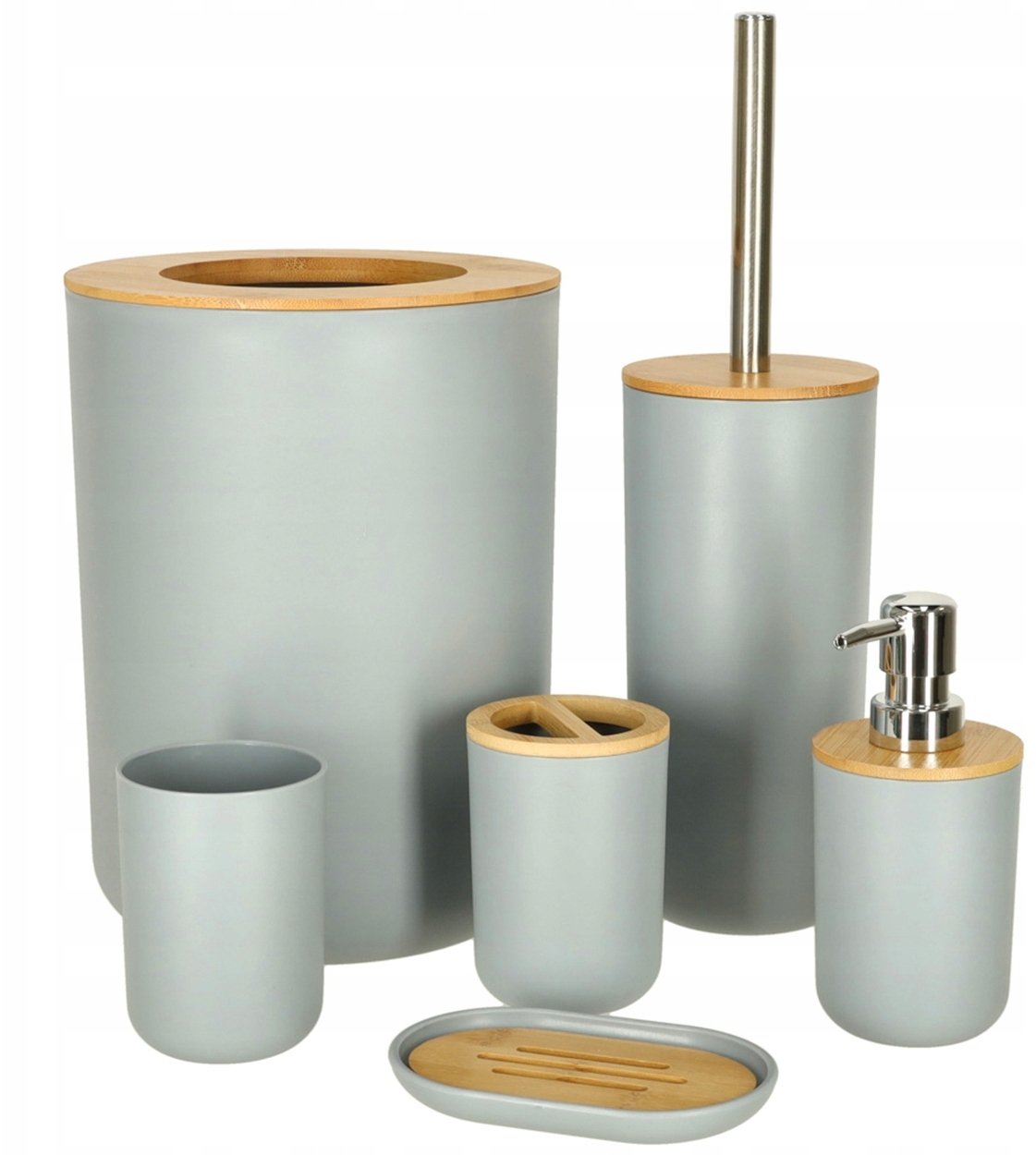 Zestaw łazienkowy szczotka do WC dozownik mydła mydelniczka kubek 6 element
