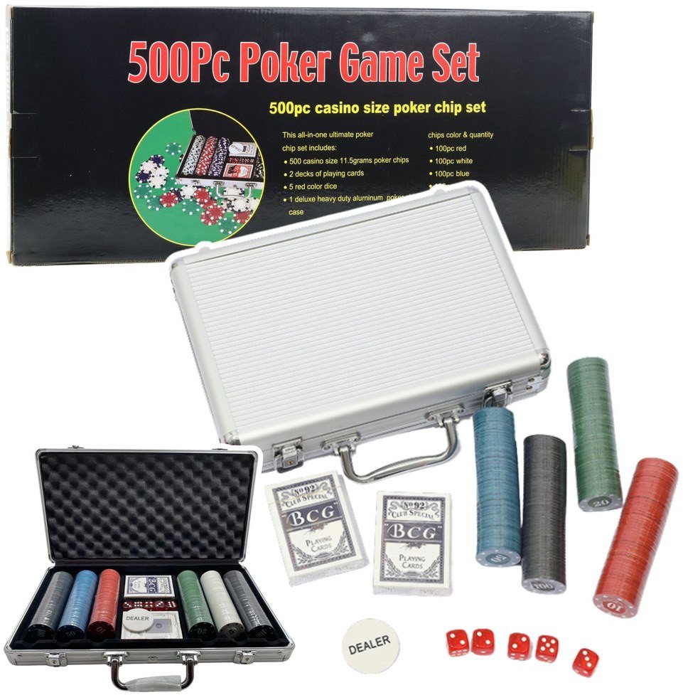 Zestaw Do Gry W Pokera Profesjonalny Aluminiowa Walizka 500 el.