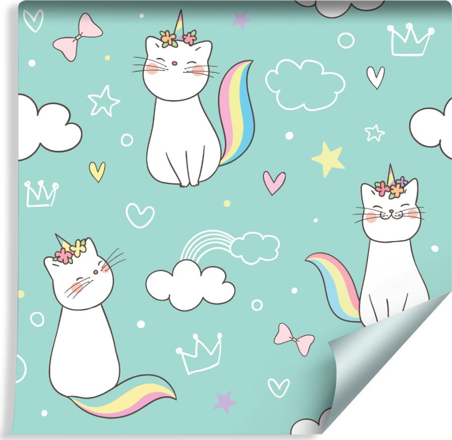 Muralo Tapeta Dla Dzieci - Tęczowe Kotki