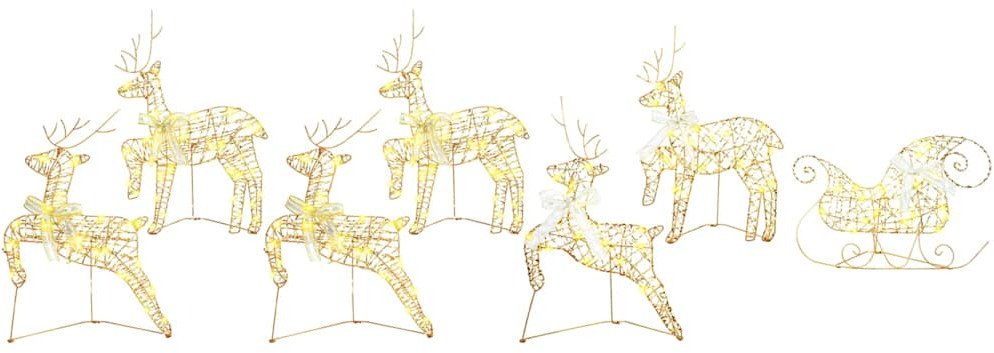 vidaXL LED Renifery z 40 diodami LED 7 pcs złoty PET