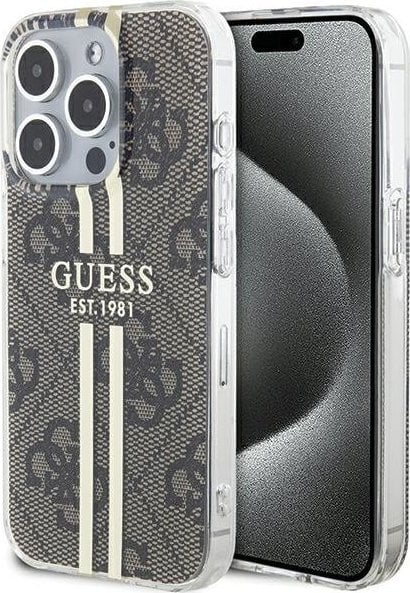 Guess Guess GUHCP15LH4PSEGW iPhone 15 Pro 6.1" brązowy/brown hardcase IML 4G Gold Stripe