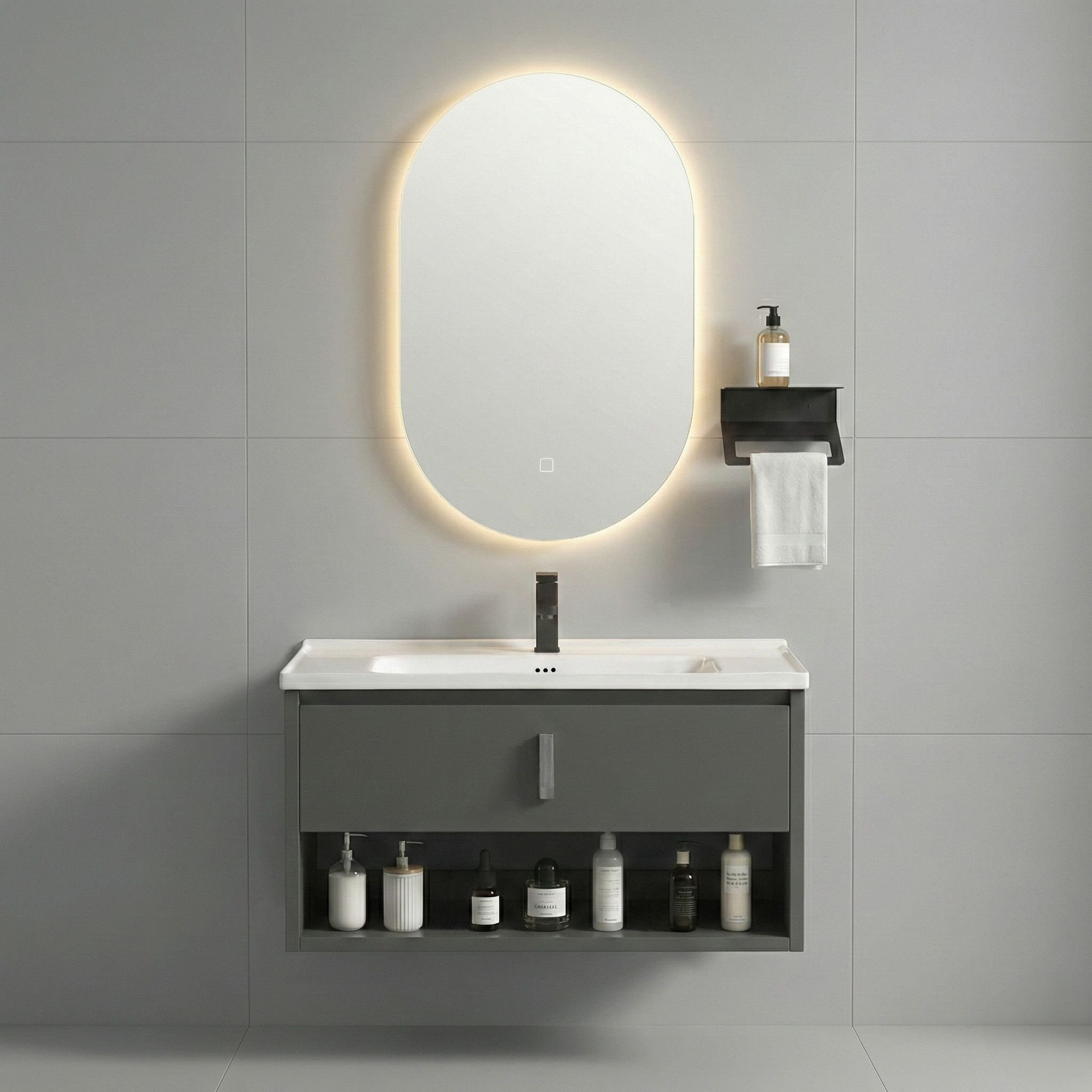 Zestaw mebli łazienkowych z Umywalką Toledo 80cm Szary