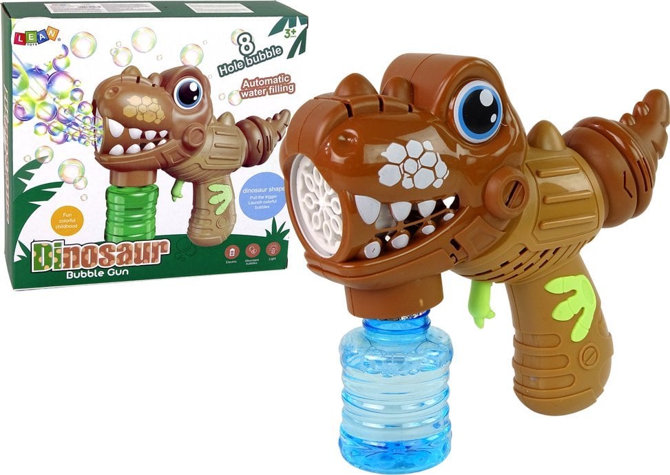 LeanToys Maszyna do Baniek Mydlanych Dinozaur Brązowy Płyn