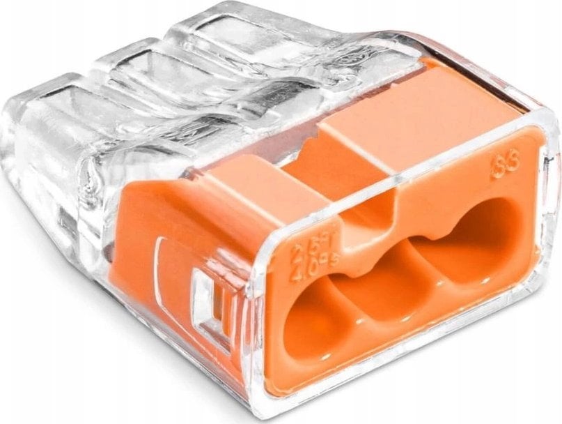 Simet Szybkozłączka wciskana do drutów 3x 0,75-4mm2 32A 1opak.=10szt. Simet Ideal SCP3 B10 88001008 transparentna/pomarańczowa