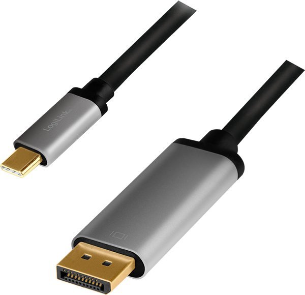 Kabel USB LogiLink USB-C - HDMI 1.8 m Czarno-srebrny (CUA0100)
