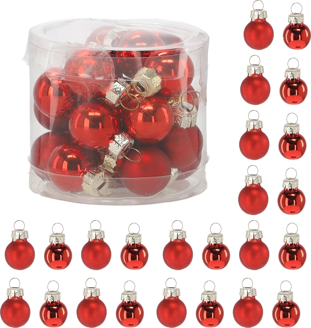 Chomik Bombki szklane choinkowe czerwone 2cm kpl. 24 szt.