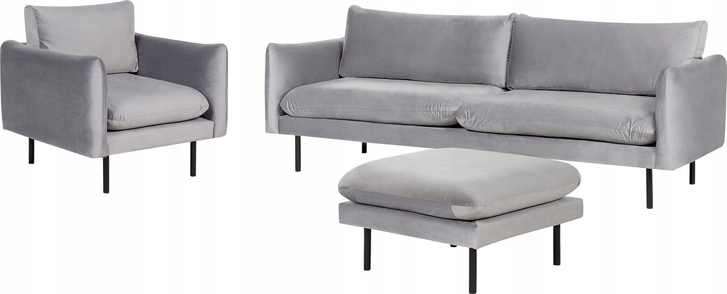 Beliani Zestaw wypoczynkowy z otomaną welurowy szary VINTERBRO