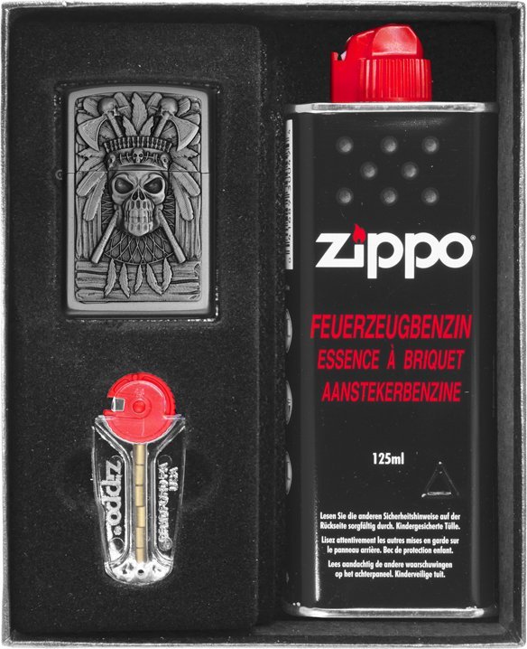 Zestaw ZIPPO Zapalniczka INDIAN SKULL Prezentowy No1