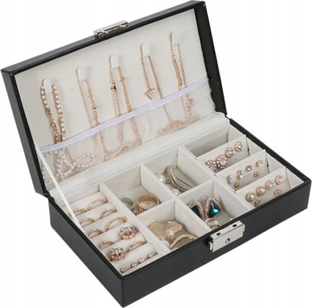 SZKATUŁKA PUDEŁKO ORGANIZER NA BIŻUTERIĘ POJEMNIK KASETKA GRANATOWA F8