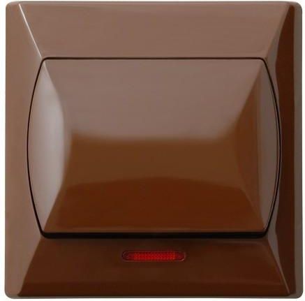 Ospel Łącznik dzwonek Akcent pojedynczy z podświetleniem brązowy (ŁP-6AS/24)
