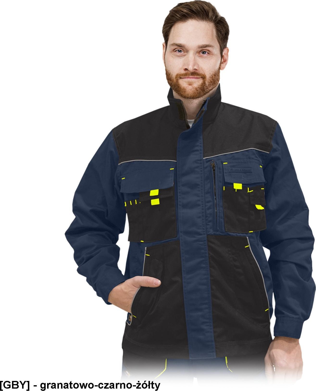 R.E.I.S. LH-FMN-J - Bluza ochronna FORMEN - granatowo-czarno-żółty M