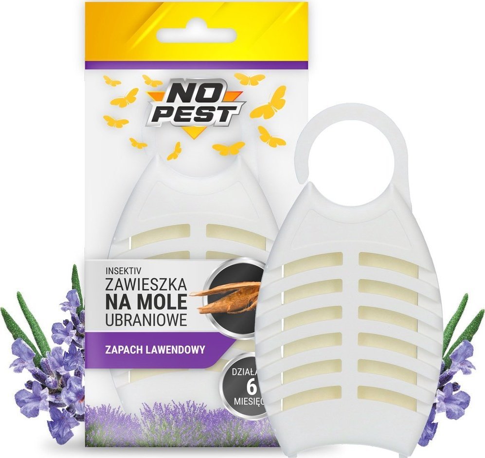 NO PEST Zawieszka na Mole Ubraniowe o Zapachu Lawendy Pułapka na Mole Odzieżowe Odstraszacz Sposób przeciw Molom