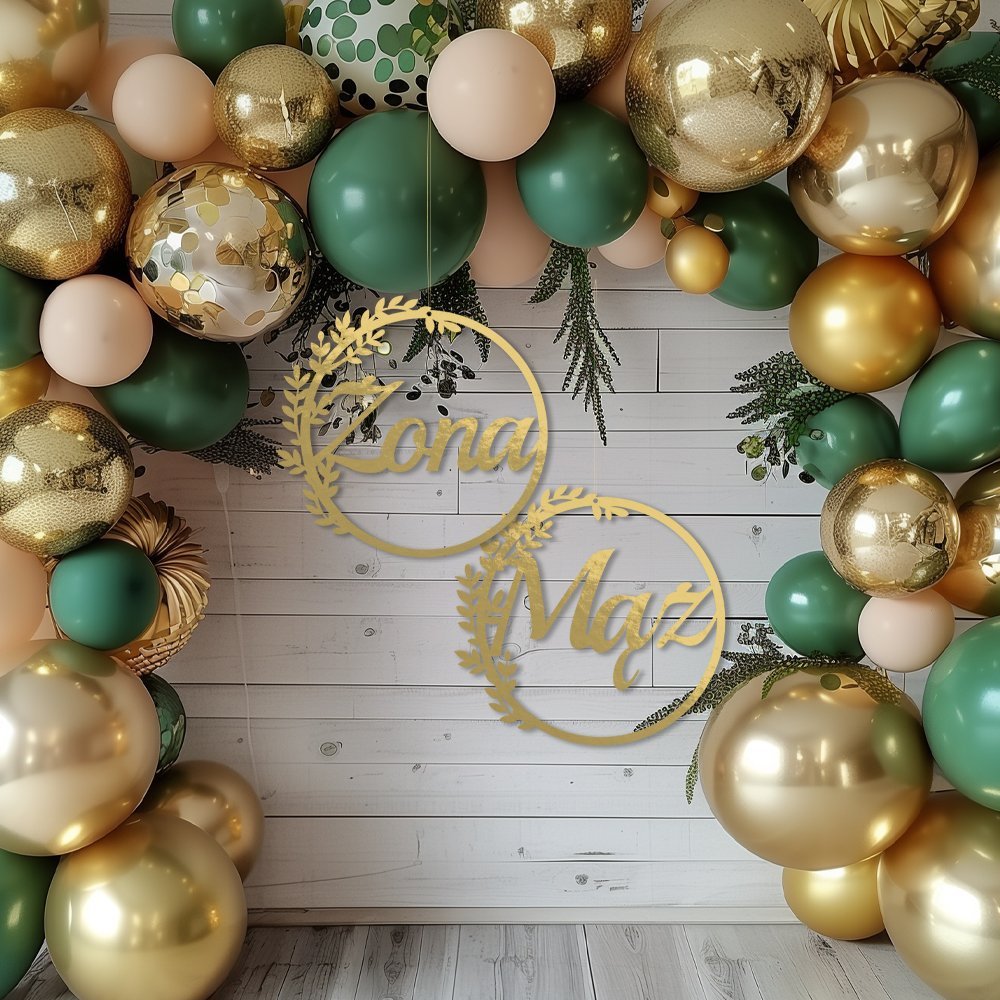 Łapacz Dekoracyjny Na Ślub Mąż Żona Baner Z Napisem Obręcze Do Dekoracji