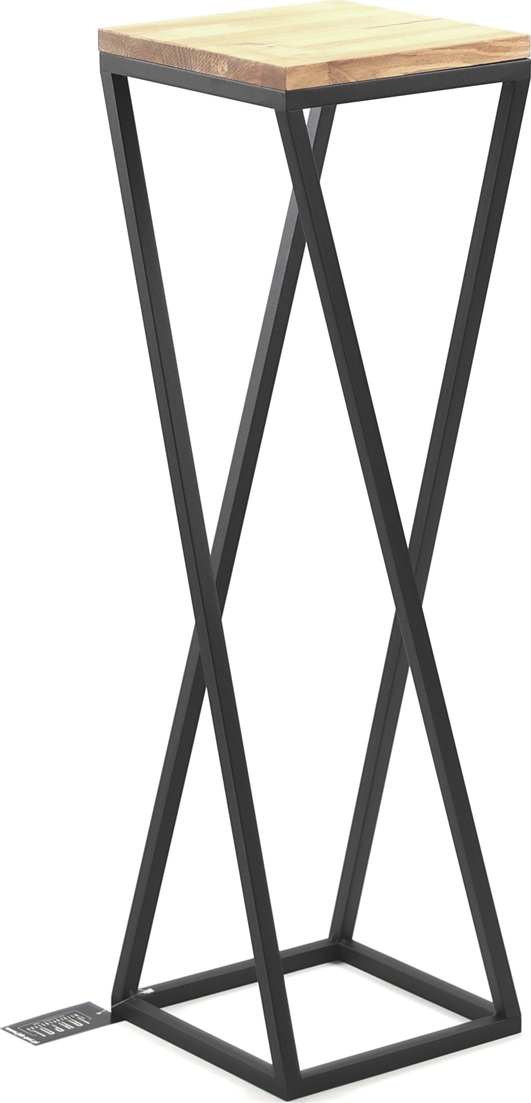 Jakpoldesign Kwietnik Metalowy Stojak Drewno TAVOLO 80cm czarny loft KWL-251/01