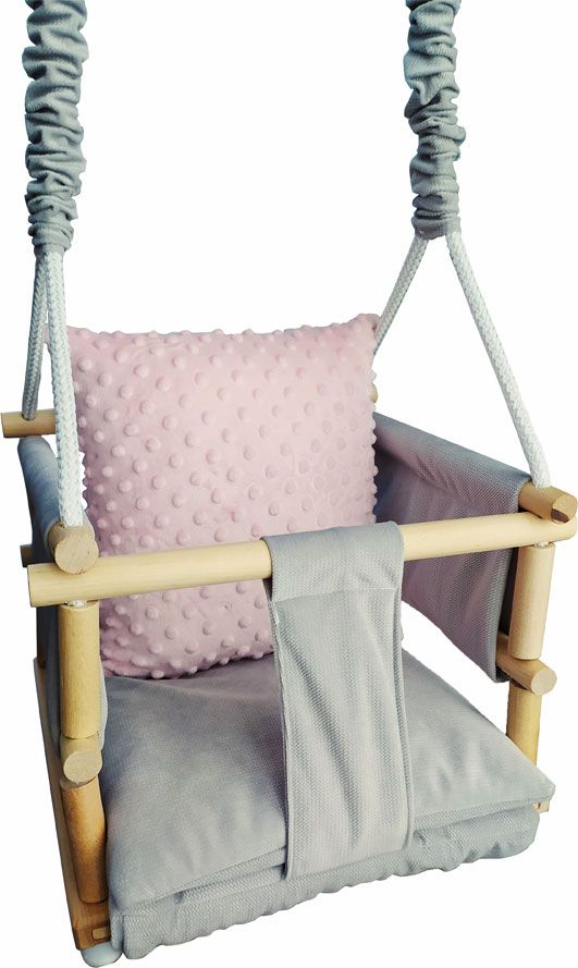 Huśtawka Elior Szaro-różowa huśtawka dziecięca 3w1 - Metisa