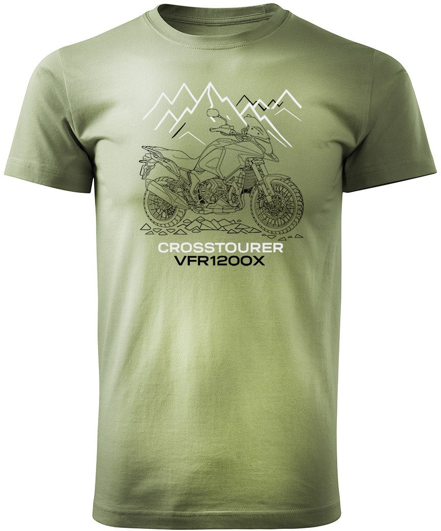 Koszulka z motocyklem Honda VFR1200X VFR 1200 X Crosstourer męska khaki REGULAR XXL