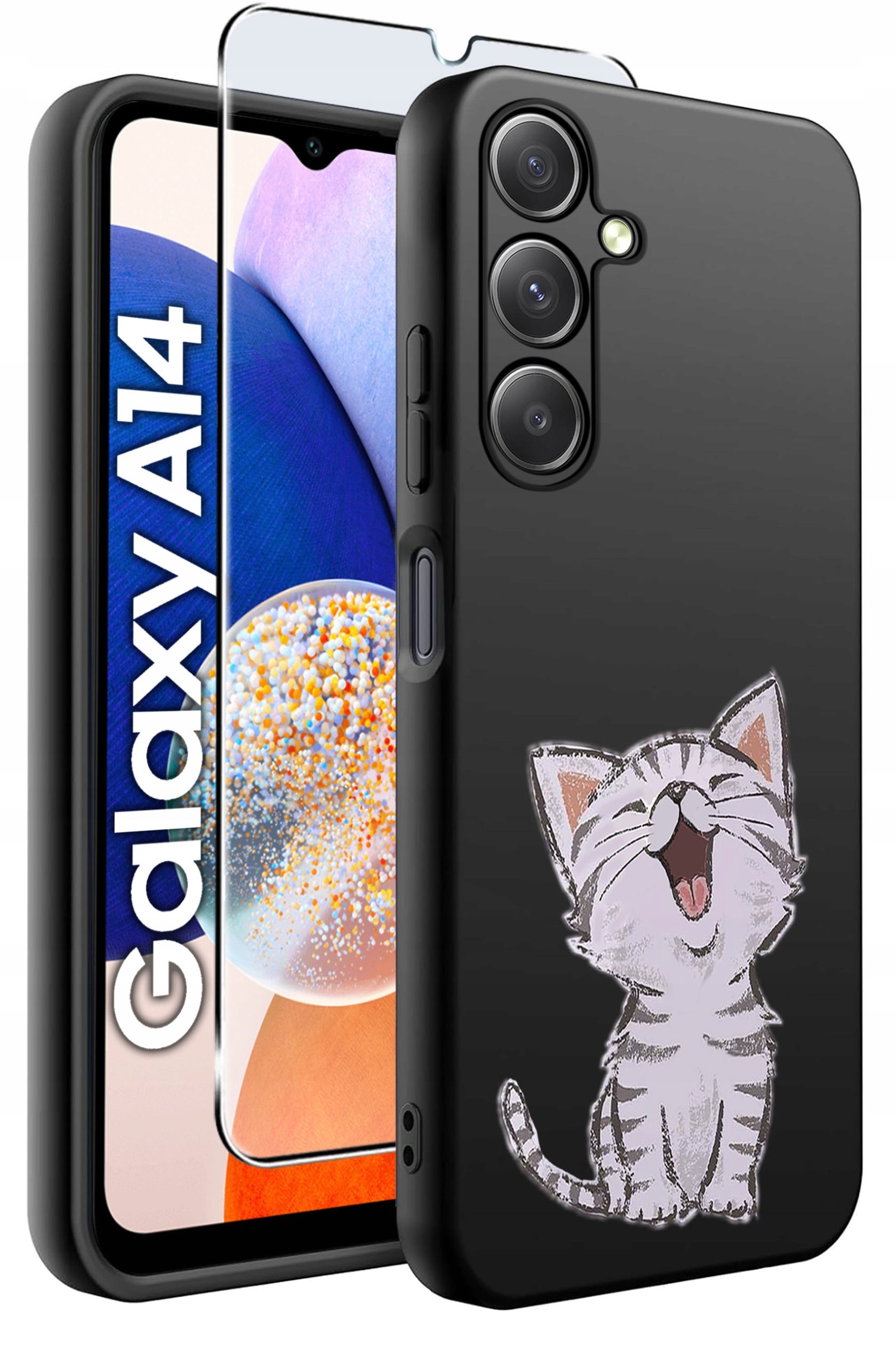 ETUI do Samsung A14 5G WZORY | SILIKONOWE MATT CASE + SZKŁO HARTOWANE 9H