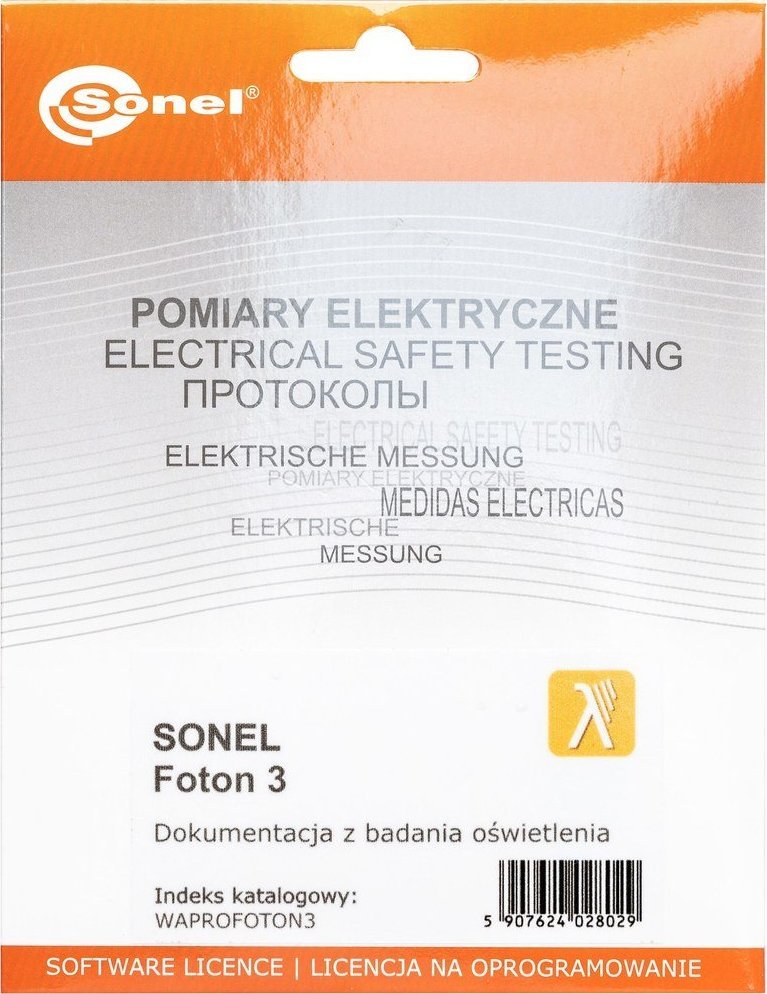 Program Sonel Program SONEL FOTON 3 /pomiary oświetlenia/ WAPROFOTON3