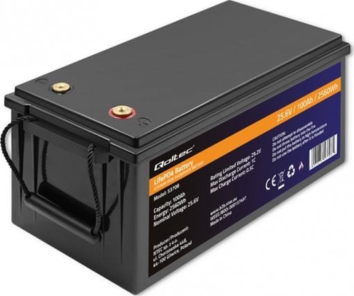 qoltec Akumulator LiFePO4 Litowo-Żelazowo-Fosforanowy | 25.6V | 100Ah | 2560Wh | BMS