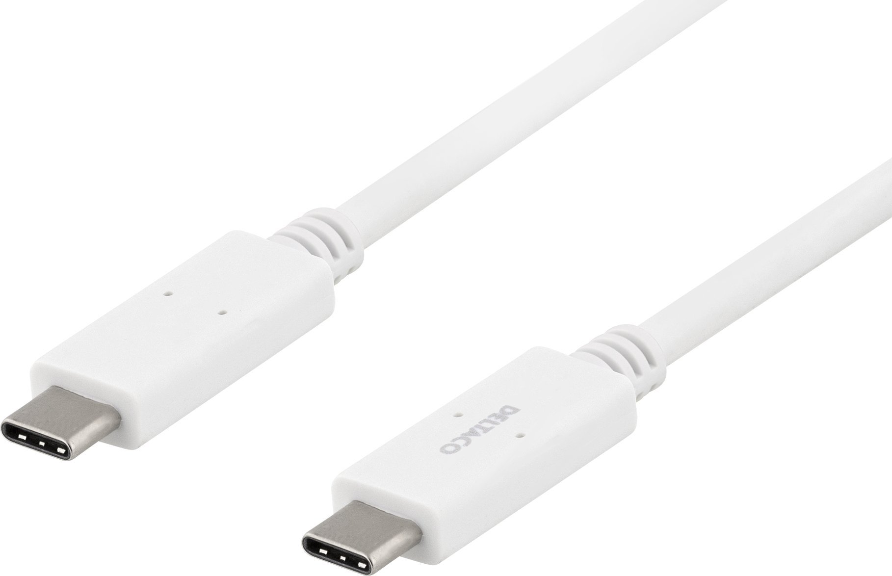Kabel USB Deltaco USB-C - USB-C 1 m Biały (USBC-1502M)