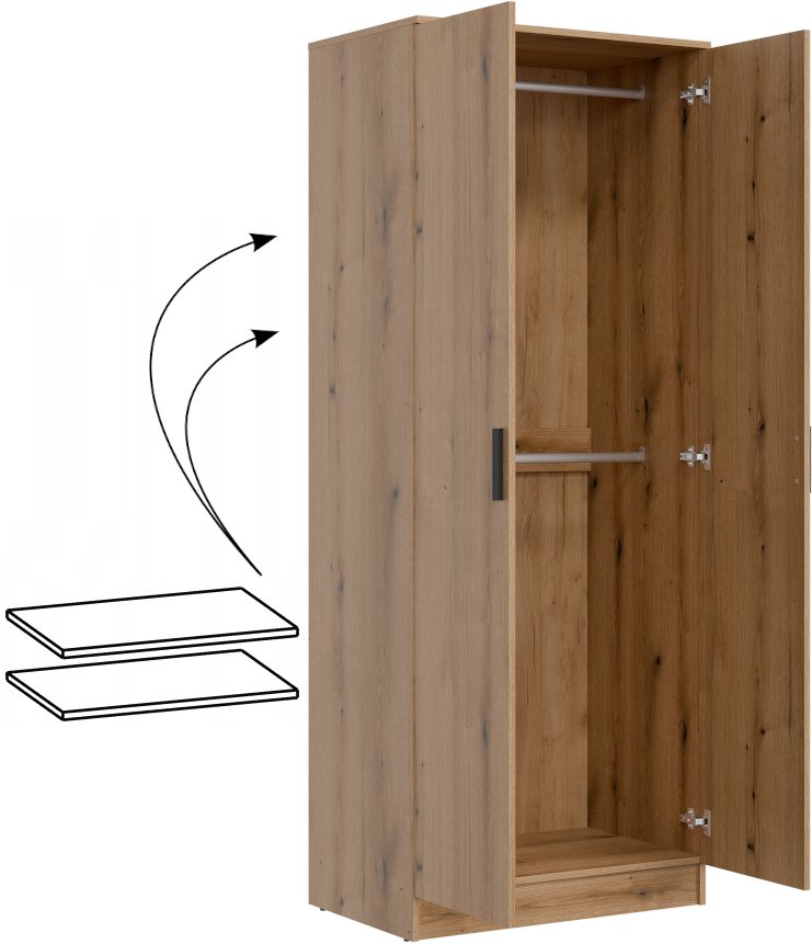 Dodatkowe półki wewnętrzne do szafy MT01 (2 sztuki) dąb evoke MONTANA MT05