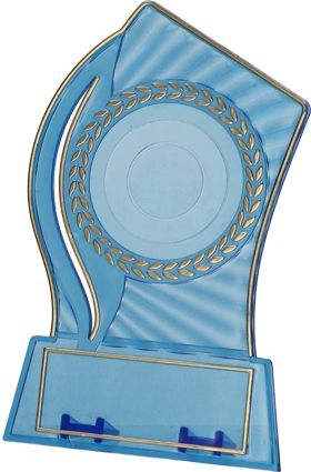 Tryumf Trofeum plastikowe - przezroczysto - złote z miejscem na wklejkę 50mm i tabliczkę 65mmX23mm T-M (PS150/BL/G)