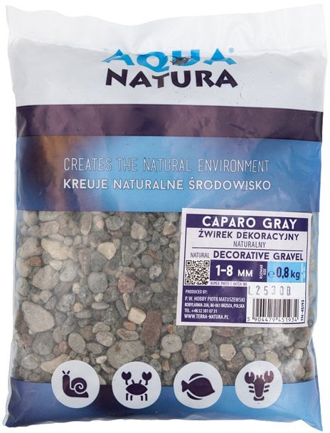 ZOOLOGIA Aqua Natura, Caparo Gray, żwirek dekoracyjny do akwarium, 1-8 mm, 0,8 kg