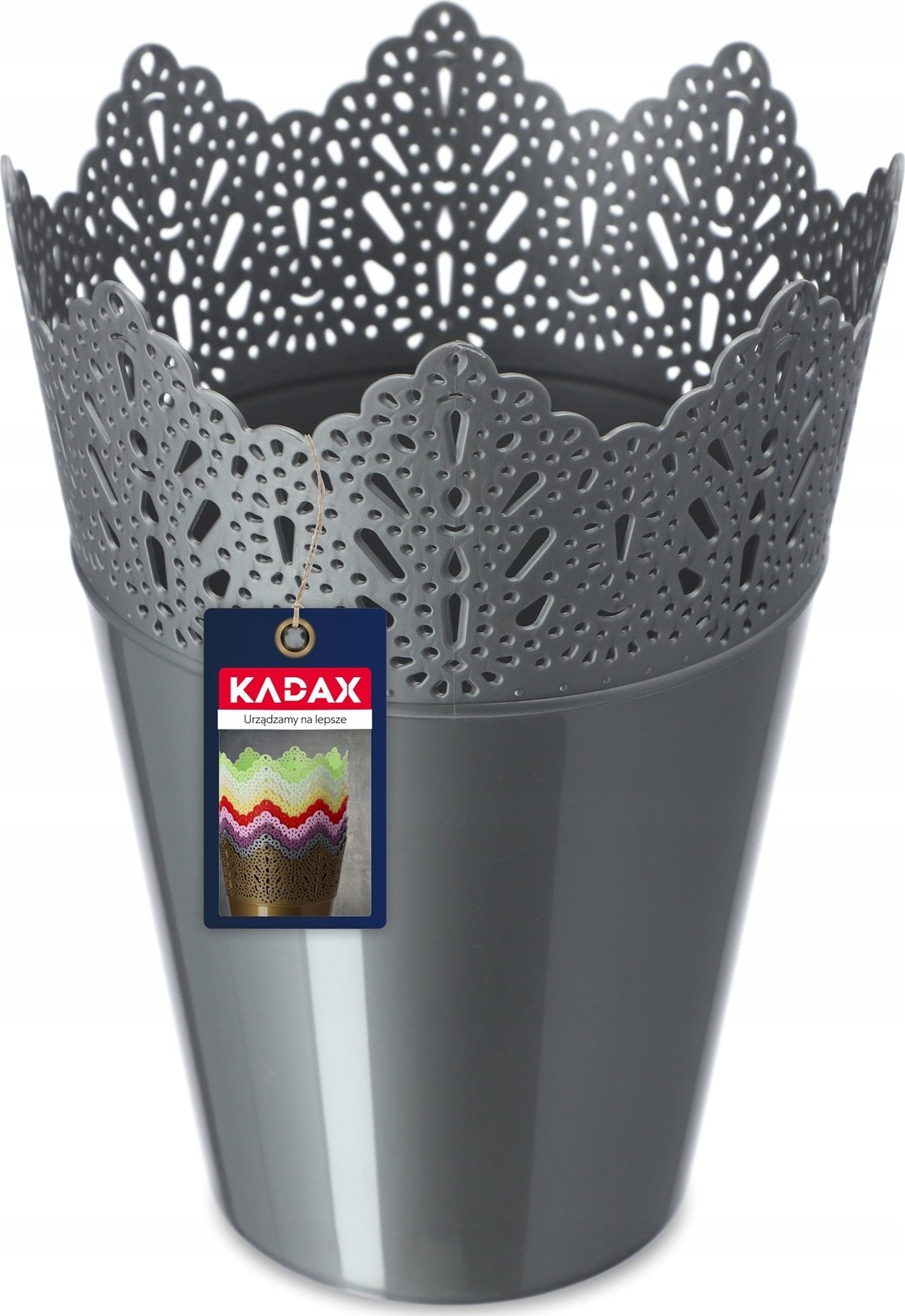 Kadax Doniczka Osłonka Na Kwiaty Rośliny Srebrna 16,5 cm