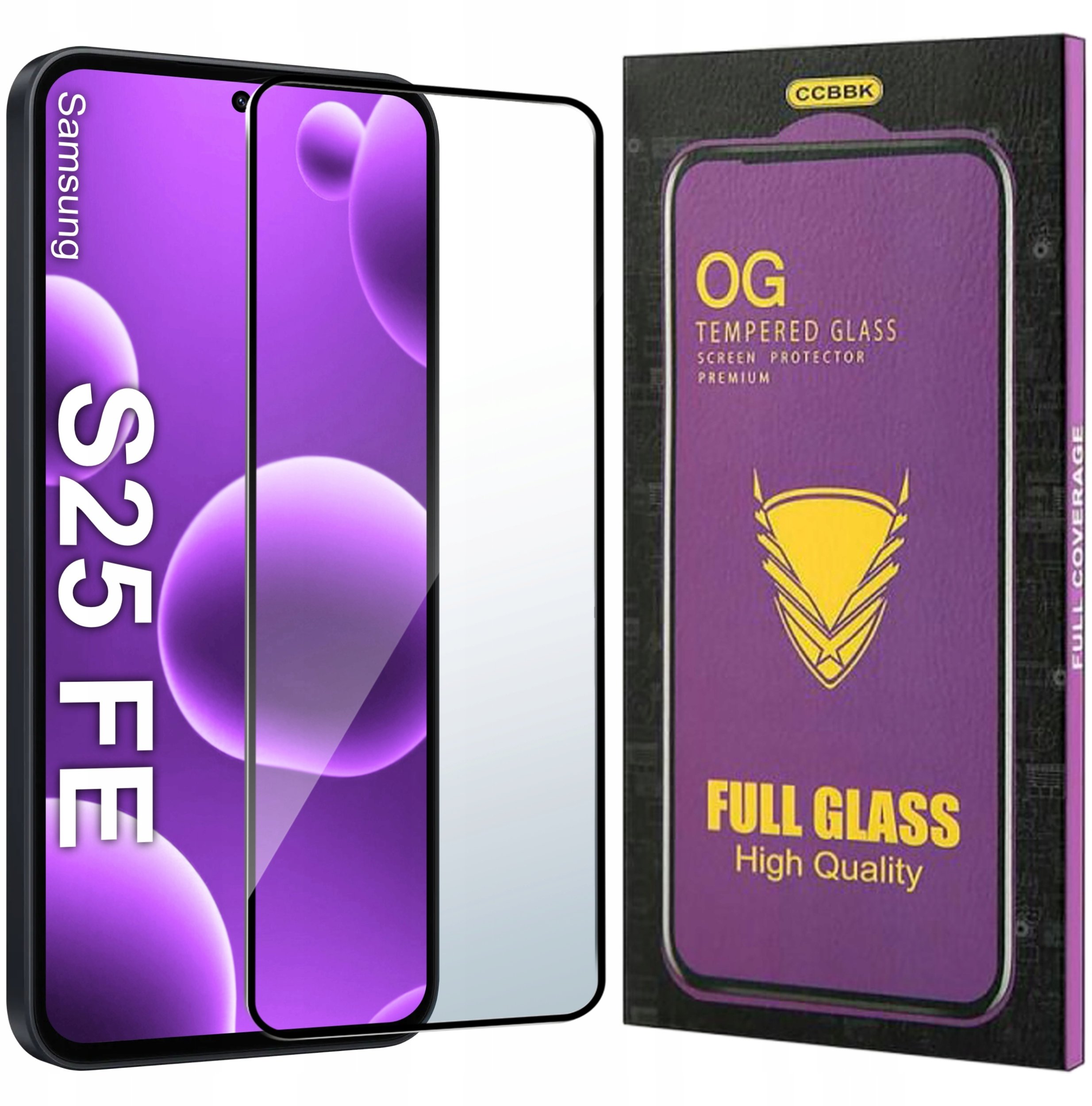 krainaGSM Szkło hartowane 5D do Samsung S25 FE OG PREMIUM CAŁY EKRAN PEŁNE