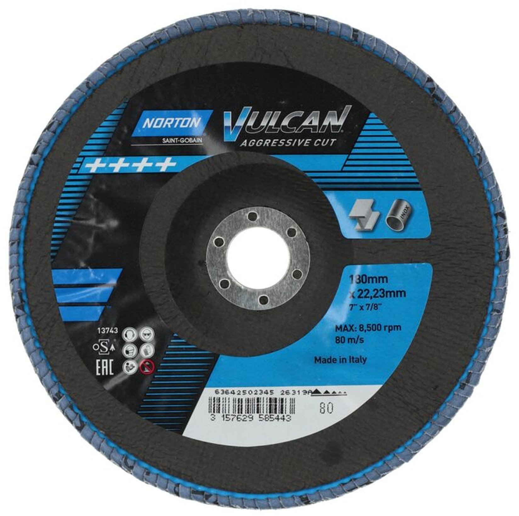 Norton Clipper Tarcza lamelkowa Norton Vulcan Zirconia FLD FDTF 180x22 R842 NOR P80 VULNZ EU