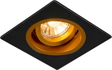 Zumaline CHUCK DL SQUARE Spot 92706 (black/gold) 1*GU10/MAX 50W aluminium black body +gold reflector