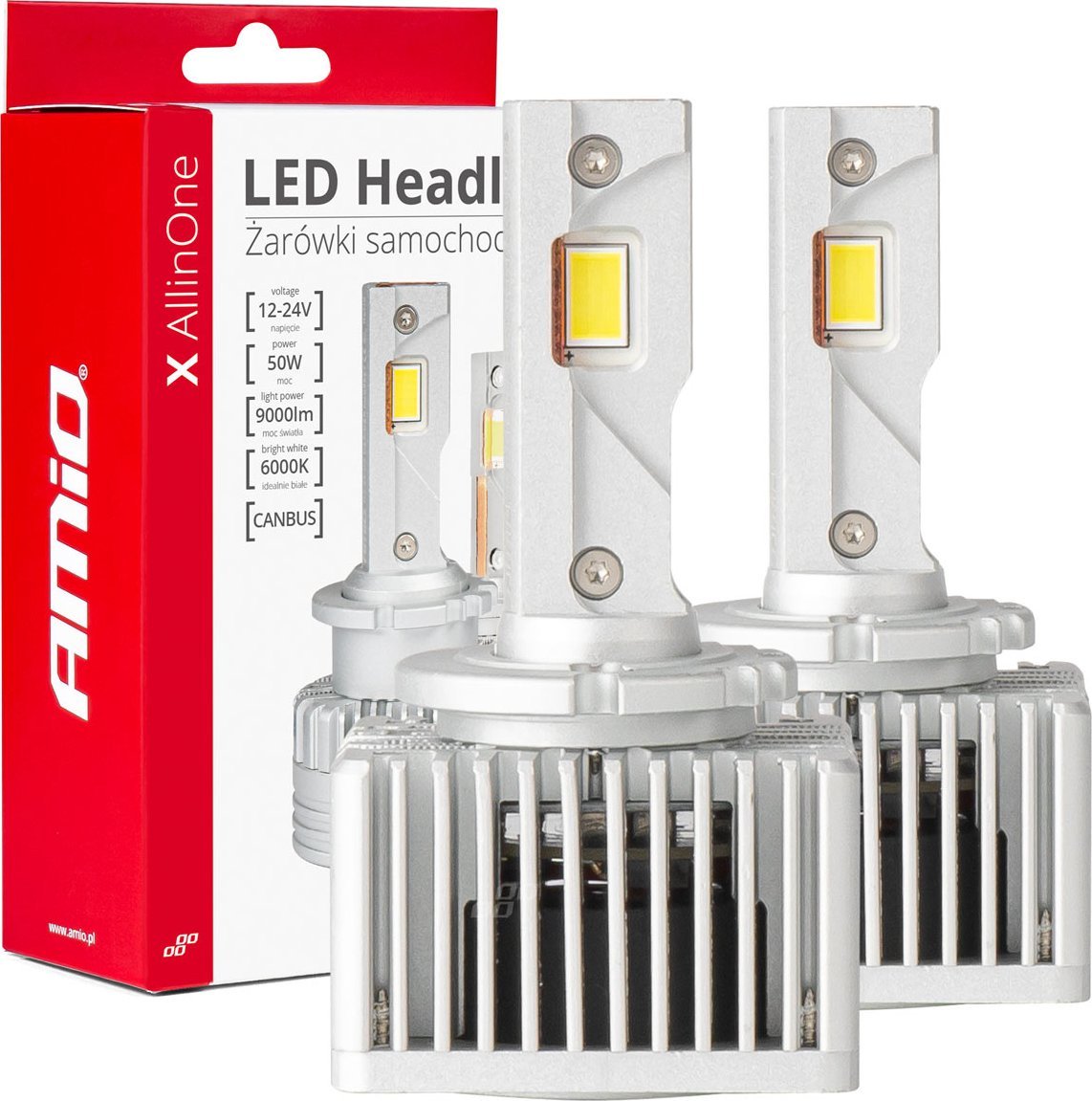 AMiO Żarówki samochodowe led seria x allinone d1s d3s d8s 6000k canbus amio-03669