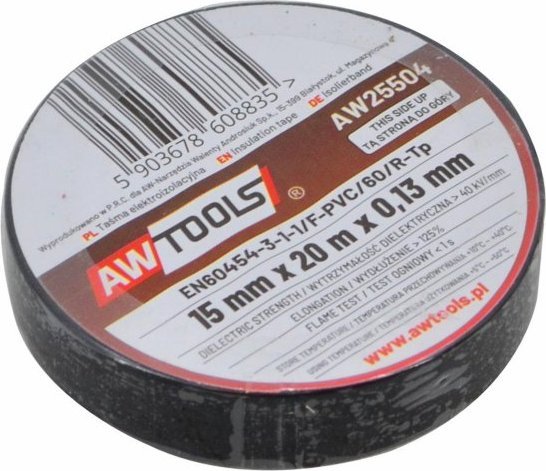AWTools AWTOOLS TAŚMA IZOLACYJNA 15mm x 20m CZARNA