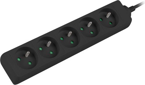 Lanberg 3m, czarna, 5 gniazd, kabel wykonany z pełnej miedzi -PS0-05E-0300-BK