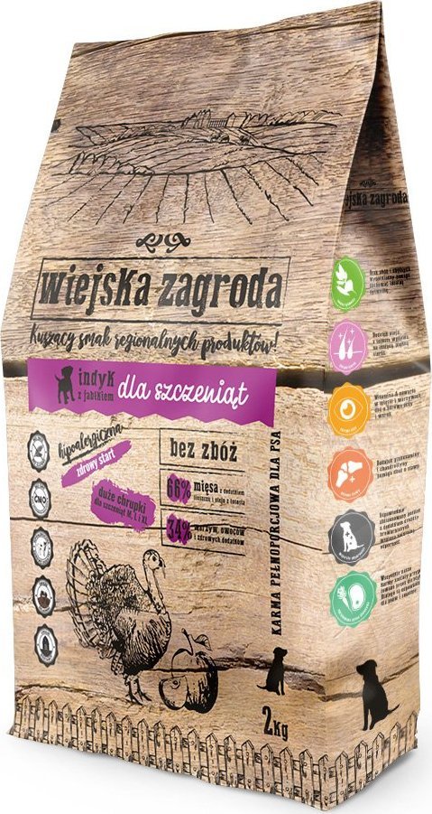Wiejska Zagroda Wiejska Zagroda Indyk z jabłkiem 2kg (dla szczeniąt)