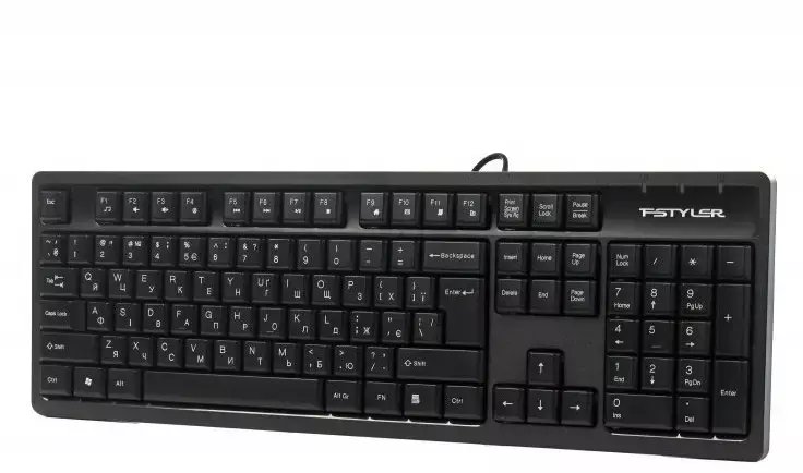 Klawiatura A4Tech A4tech FK12, multimedialna klawiatura biurowa, CZ/US, USB, czarny