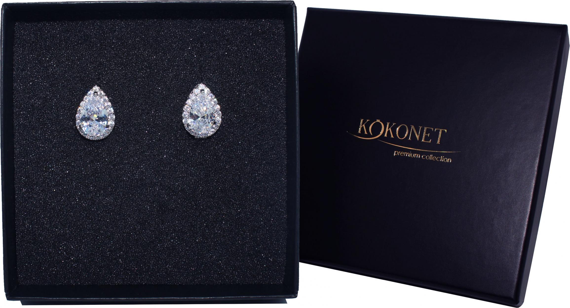 KOKONET KOLCZYKI delikatne ślubne KLIPSY srebrne cyrkonie