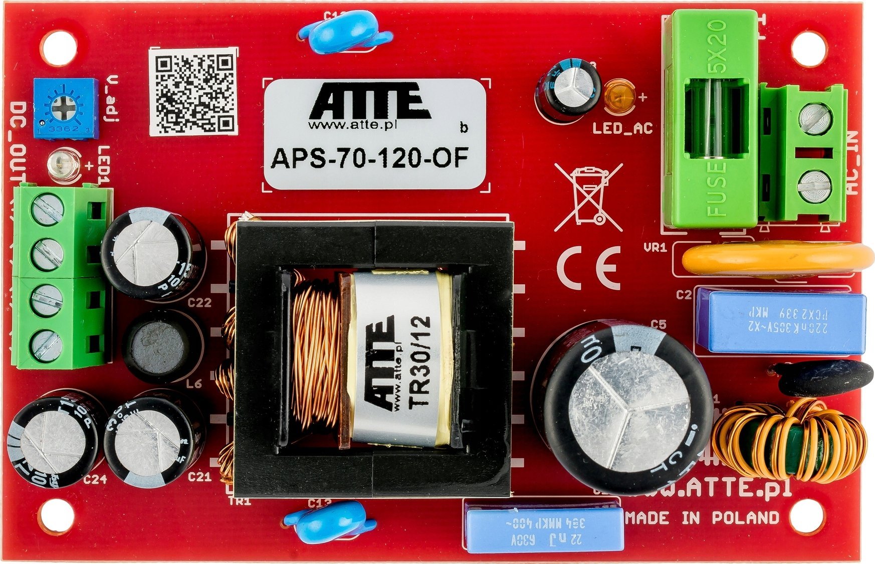 Zasilacz Atte Zasilacz sieciowy SMPS 12V 6A 72W ATTE APS-70-120-OF