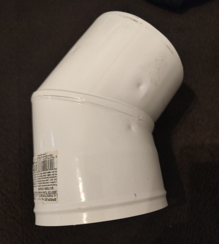 SpiroFlex 80/125 kolano dwuścienne 45 białeKOLANO 2-SCIENNE BIALE 45