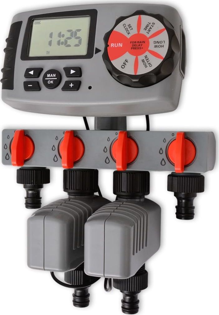 vidaXL Automatyczny sterownik nawadniania, 4 stacje, 3V