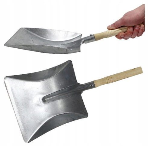 Metalowa łopata z drewnianym trzonkiem 43x21cm