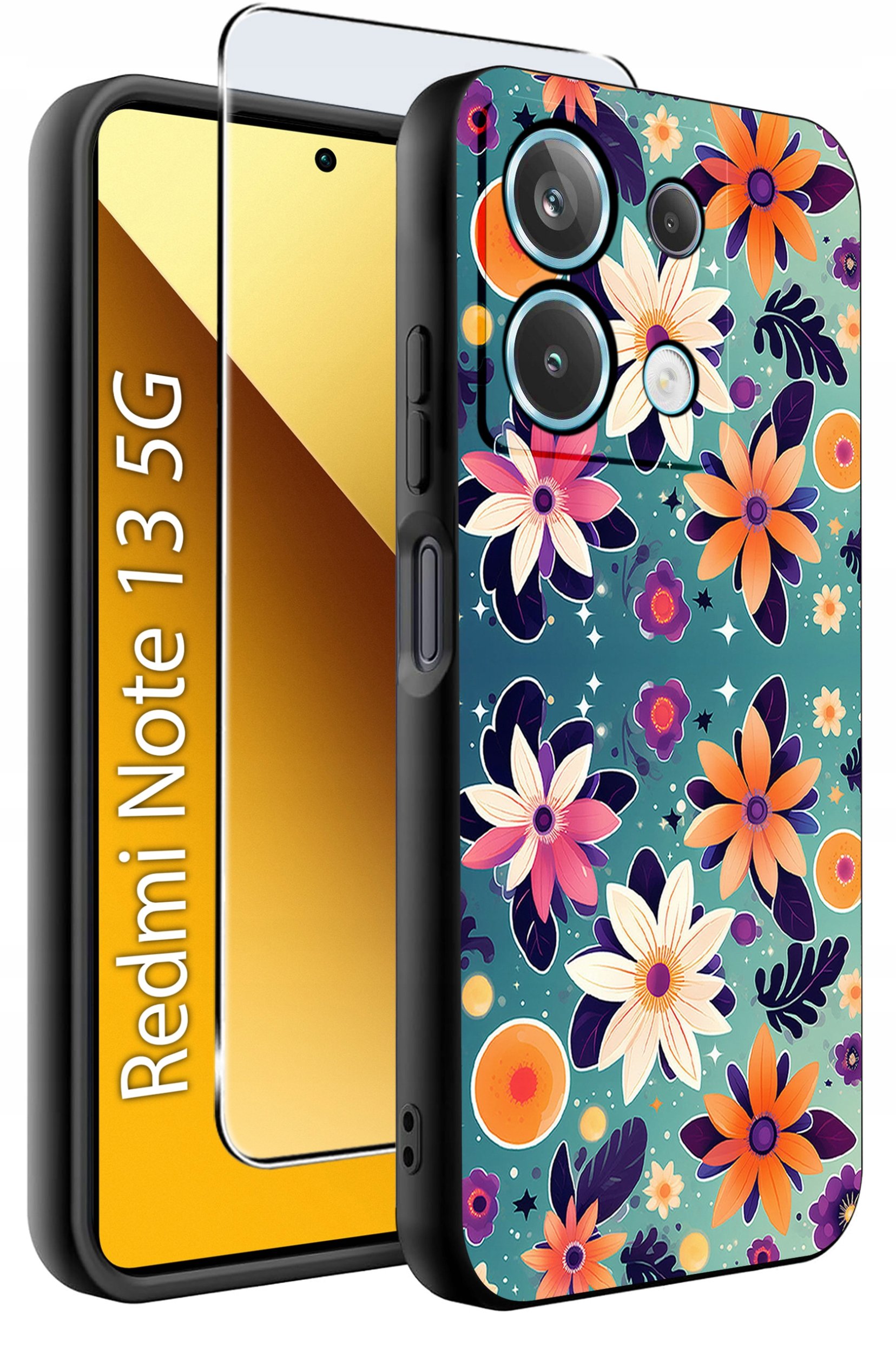 ETUI do Xiaomi Redmi Note 13 5G WZORY |SILIKONOWE MATT CASE +SZKŁO 9H